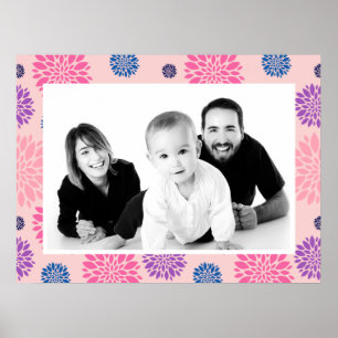 Decorative Pink Purple and Blue Floral Photo Poster