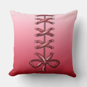 Decorative Pink Ribbon Laced Throw Pillow
