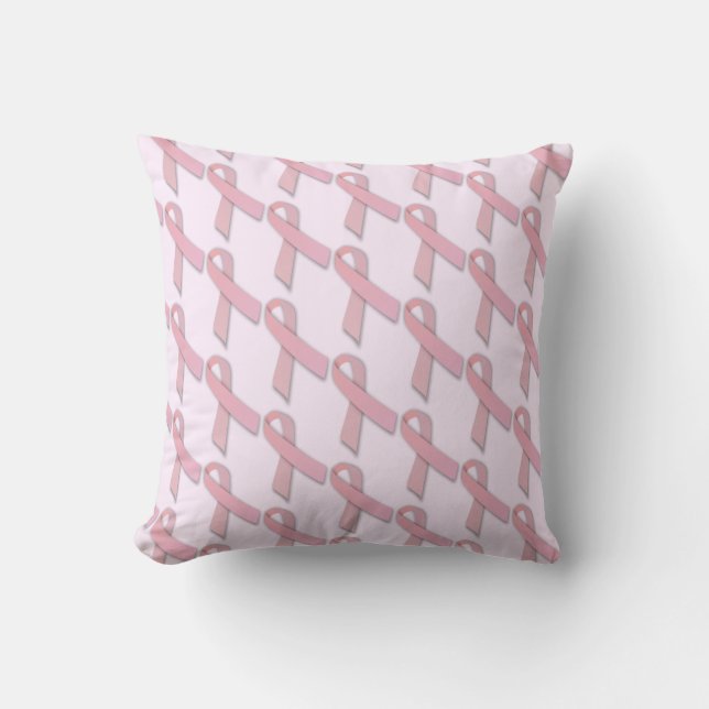 Decorative Pink Ribbons Breast Cancer Awareness Cushion (Front)