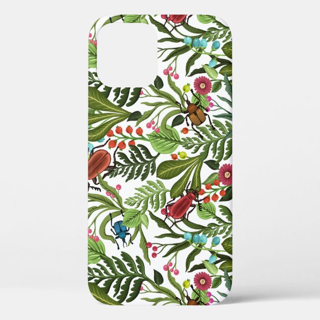 Decorative Plants and Insects: Seamless Design. Case-Mate iPhone Case (Back)