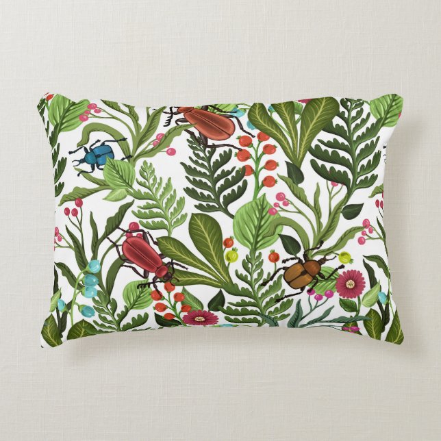 Decorative Plants and Insects: Seamless Design. Cushion (Front)