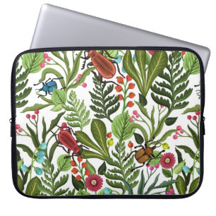 Decorative Plants and Insects: Seamless Design. Laptop Sleeve