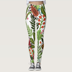 Decorative Plants and Insects: Seamless Design. Leggings