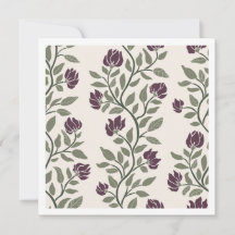 Decorative Plum and Moss Green Floral Art