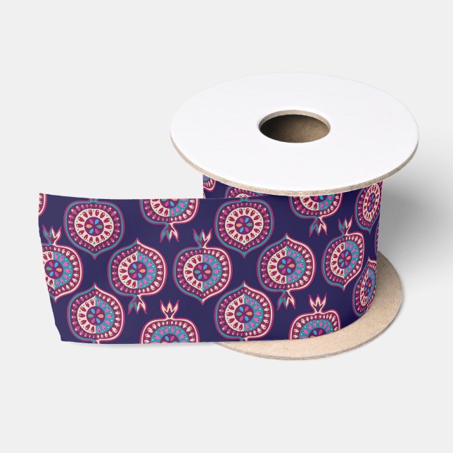 Decorative Pomegranate Pattern  Satin Ribbon (Spool)