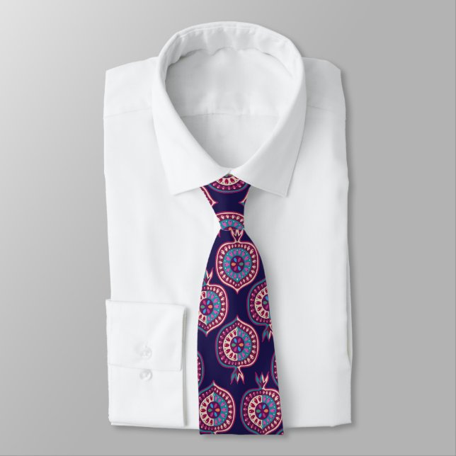Decorative Pomegranate Pattern  Tie (Tied)
