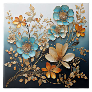 Decorative Porcelain-Look Flower Pattern Ceramic Tile