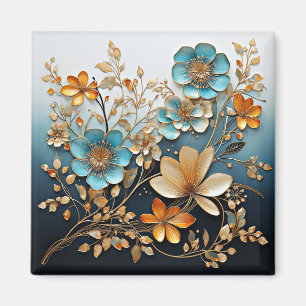 Decorative Porcelain-Look Flower Pattern Magnet