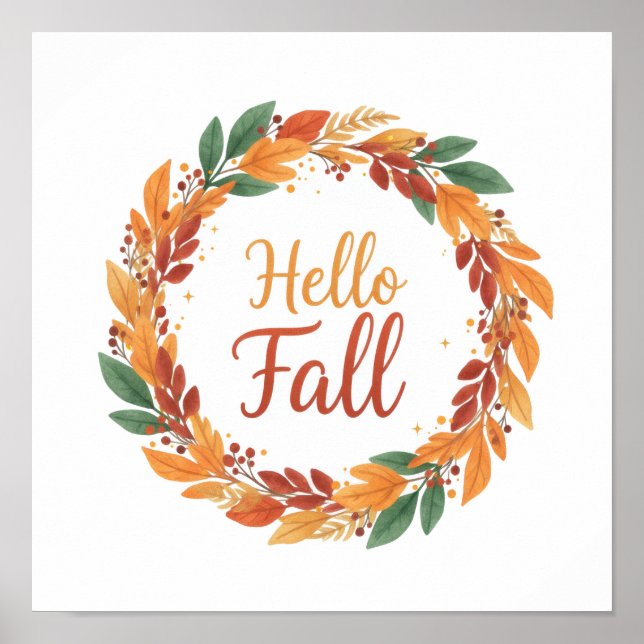  Decorative Poster with Hello Fall (Front)