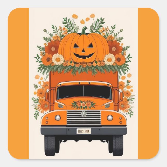 Decorative Pumpkin Square Stickers (Front)