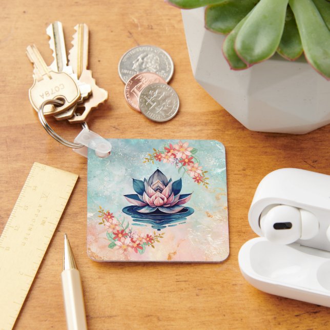 Decorative Purity, Delicate Botanical Art Key Ring (Desk)