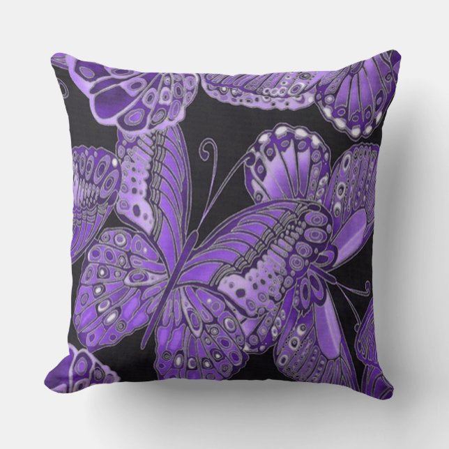 Decorative Purple Butterfly Throw Pillow (Front)