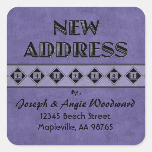 Decorative Purple Custom New Address Stickers