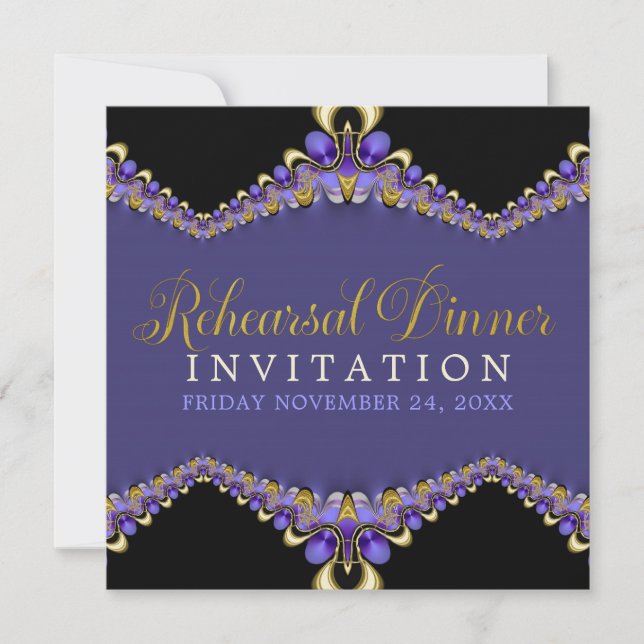 Decorative Purple Rehearsal Dinner Invitations (Front)