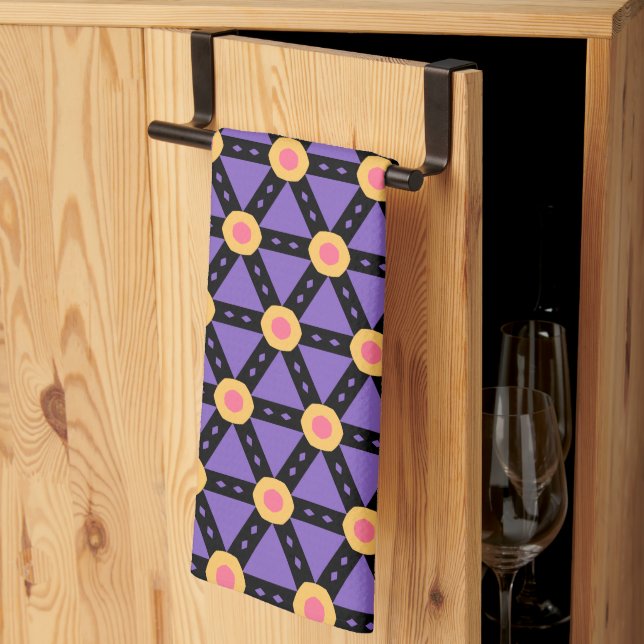 Decorative Purple Tea Towel (Thirds Fold)
