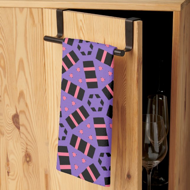 Decorative Purple Tea Towel (Thirds Fold)