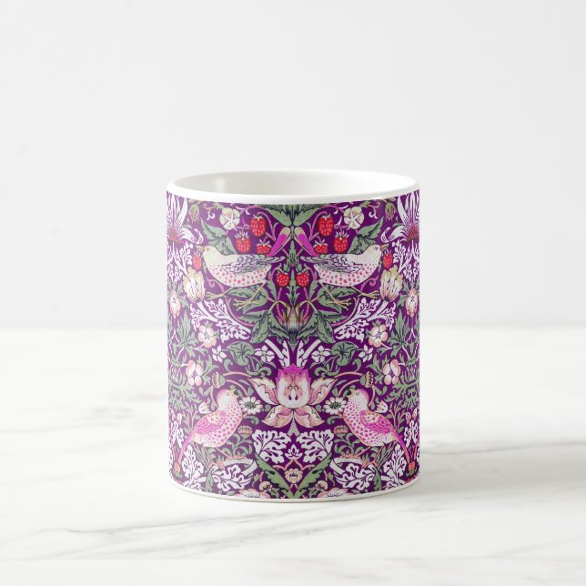 Decorative Purple William Morris Strawberry Thief  Coffee Mug (Center)