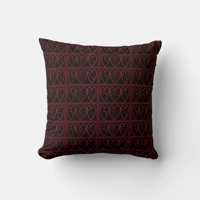 Decorative Red and Black Throw Pillow for Sofas (Front)