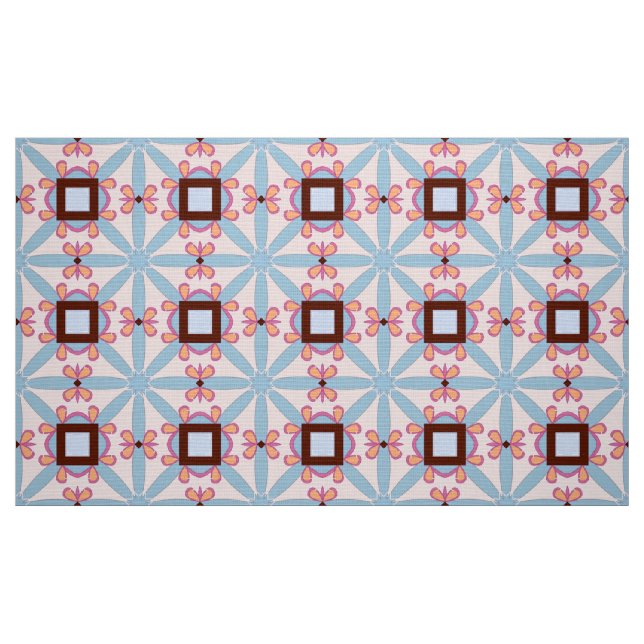 Decorative red and pink geometric pattern  fabric (Fat Quarter)