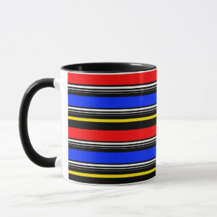Decorative Red Blue Black Stripes Mug