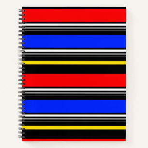 Decorative Red Blue Black Stripes  Notebook