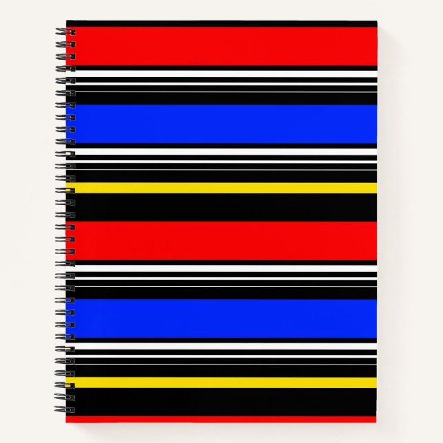 Decorative Red Blue Black Stripes  Notebook (Front)