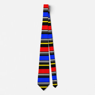 Decorative Red Blue Black Stripes Tie