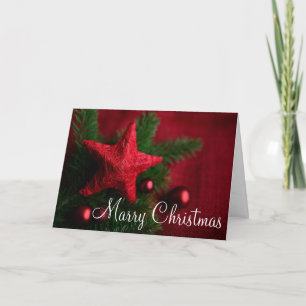 Decorative Red Christmas Star Merry Christmas Holiday Card