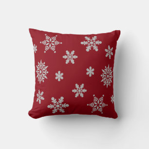 Decorative Red Crystal Snowflake Merry Christmas Cushion
