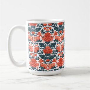 Decorative red flowers coffee mug