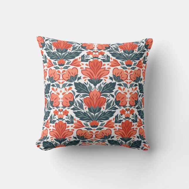 Decorative red flowers cushion (Front)