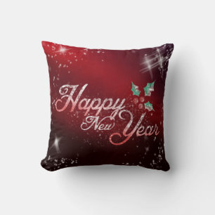 Decorative Red Glitter Snowflakes Merry Christmas  Cushion