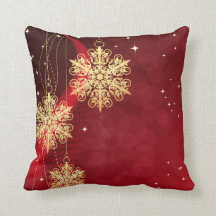 Decorative Red Gold Snowflake Ball Merry Christmas Cushion