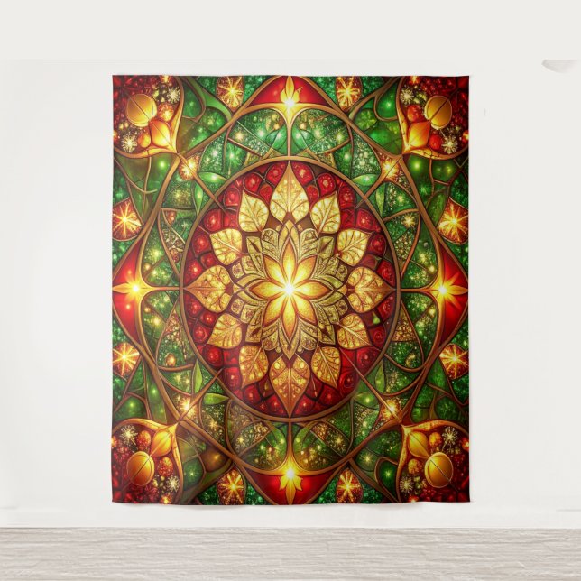 Decorative Red Green Holiday Backdrop Tapestry (Front)