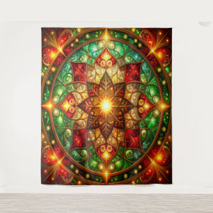 Decorative Red Green Holiday Backdrop Tapestry