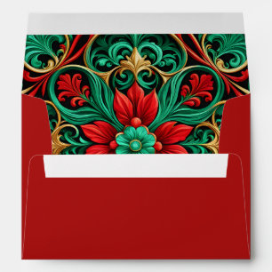 Decorative Red Green Holiday Envelope