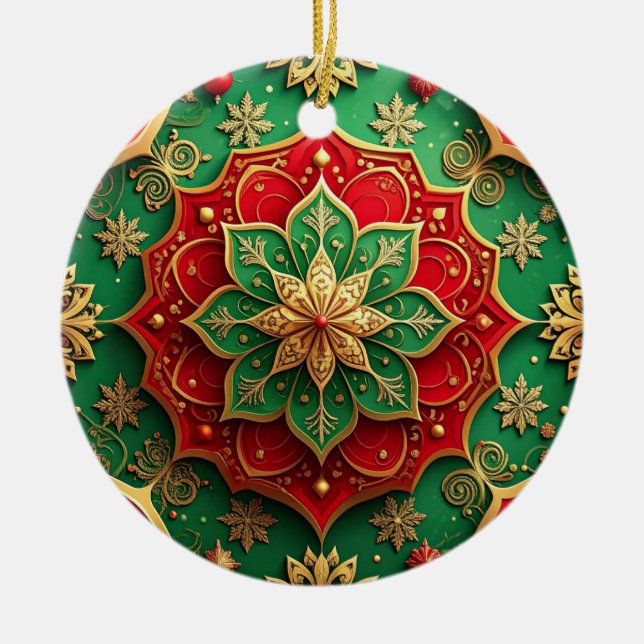 Decorative Red Green Holiday Ornament (Front)