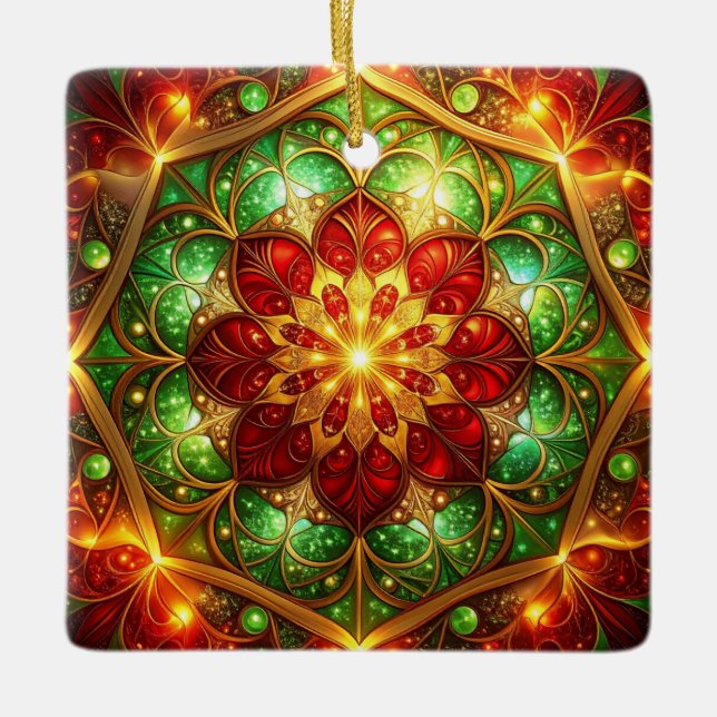 Decorative Red Green Holiday Ornament (Front)