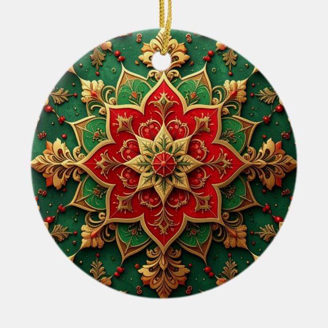 Decorative Red Green Holiday Ornament (Front)