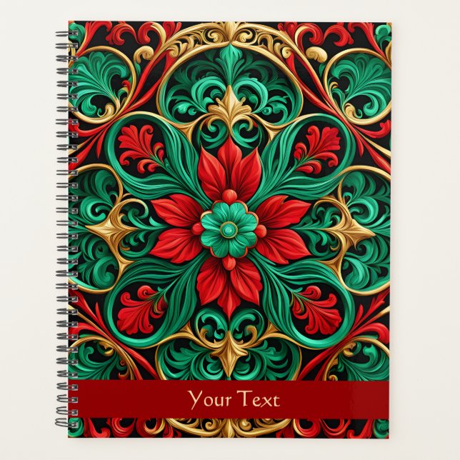 Decorative Red Green Holiday Planner (Front)