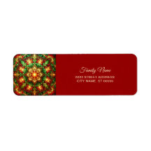 Decorative Red Green Holiday Return Address