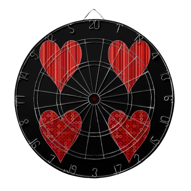 Decorative Red Hearts Dartboard (Front)