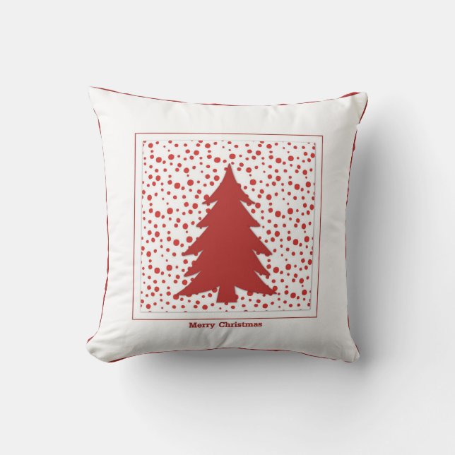 Decorative Red & White Christmas Tree  Cushion (Front)