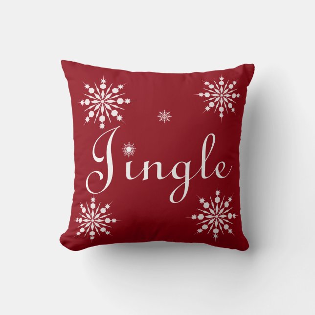 Decorative Red & White Jingle Merry Christmas Cushion (Front)