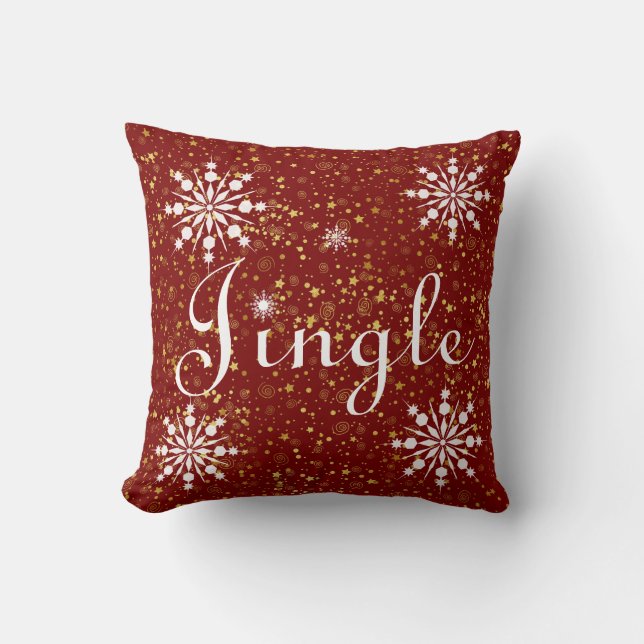 Decorative Red & White Jingle Merry Christmas Cushion (Front)