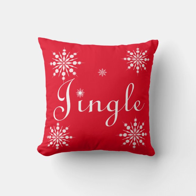 Decorative Red & White Jingle Merry Christmas Cushion (Front)