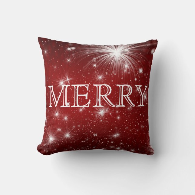 Decorative Red & White Merry Christmas Cushion (Front)
