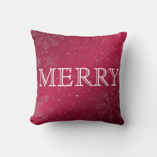 Decorative Red & White Merry Christmas Cushion (Front)