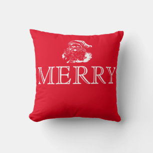 Decorative Red & White Santa Merry Christmas Cushion
