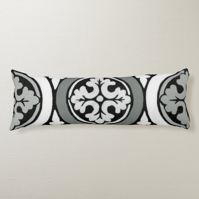 Decorative Renaissance Rosette Tile Design Body Cushion (Front)
